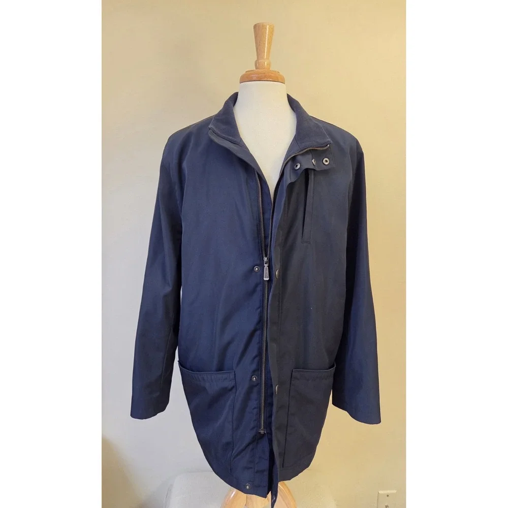 Brooks Brothers 346 Blazer Rain Jacket Coat Men XL Navy Blue Full Zip Snap